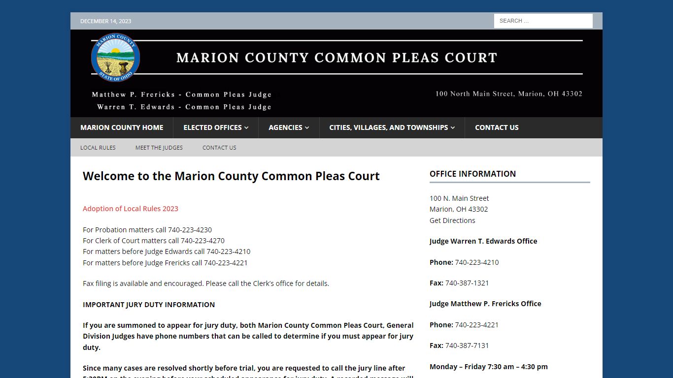 Common Pleas Court – Marion County, Ohio – Director – Title