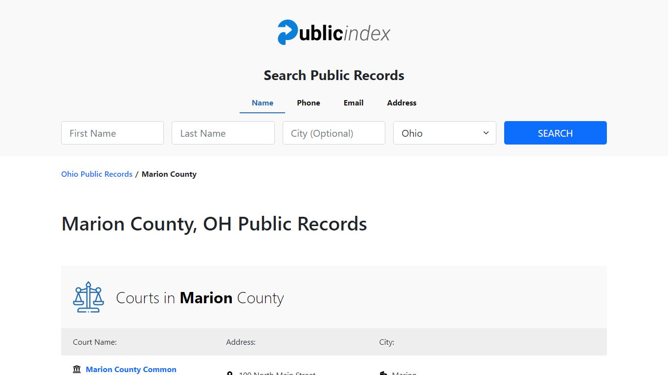 Marion County, OH Public Court, Arrest and Inmate Records - ThePublicIndex